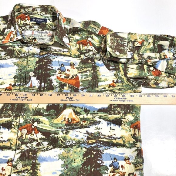 Daniel Cremieux All Over Print Fish Camping Western Button Front Flannel Sz XL - Picture 6 of 12